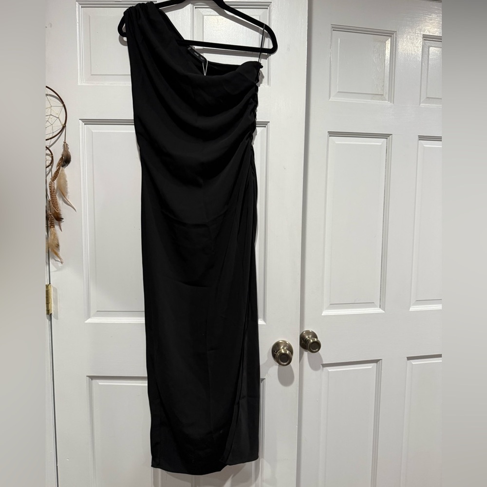 Mango Black One-Shoulder Dress